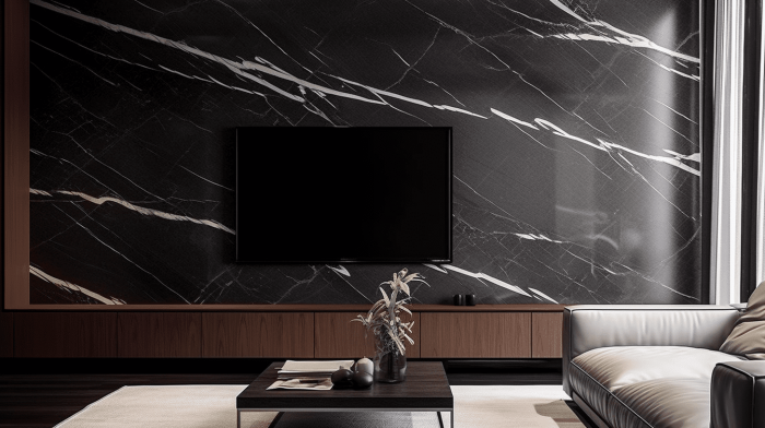 Панно из мрамора Nero Marquina (Неро Маркина)